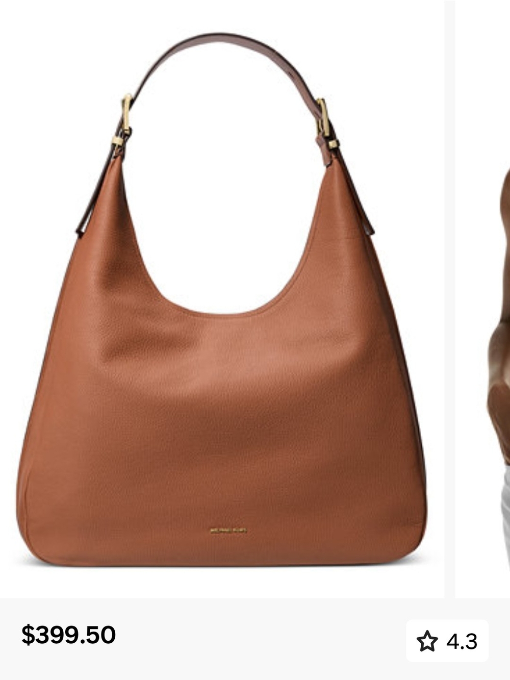 New Michael Kors Large Hobo Peppled Brown Leather And Gold Buckle